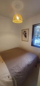 a bedroom with a bed and a window at Appartement T2 30m2 Vielle Aure in Vielle-Aure