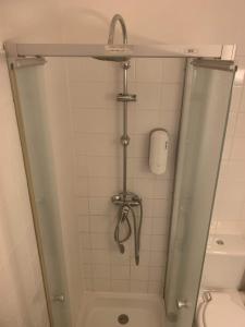 łazienka z prysznicem i toaletą w obiekcie La Taverne du Boucher w mieście Sarlande
