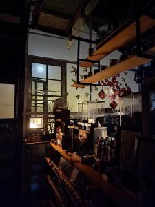 a kitchen with a counter in a room at The Burrow Dalat in Da Thanh