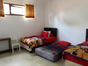 een kamer met 2 bedden en een bank. bij Dannu's Homestay Ijen and Bromo Tour in Banyuwangi