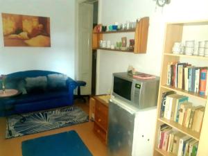 a living room with a tv and a book shelf at Willa Pasja in Inowrocław