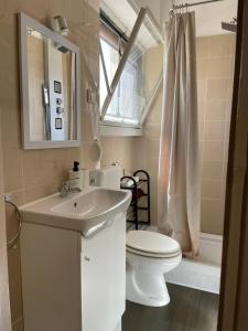 a bathroom with a sink and a toilet and a shower at 100 PASSI Politeama in Palermo +30 photos