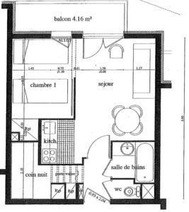 Plan piętra w obiekcie Pied des Pistes, 2 pièces, 6pers, Piscine et Sauna
