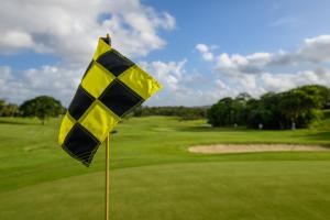 una bandera amarilla y negra a cuadros en un campo de golf en San Lameer Villa 2848 - 3 Bedroom Classic - 6 pax - San Lameer Rental Agency, en Southbroom