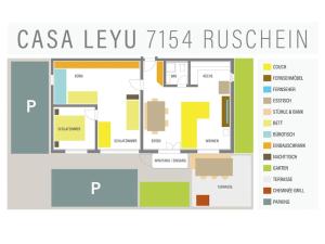 The floor plan of Casa LeYu mitten in Ruschein