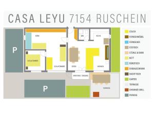 a plan of a building with the words casa leevu russian at Casa LeYu mitten in Ruschein in Ruschein