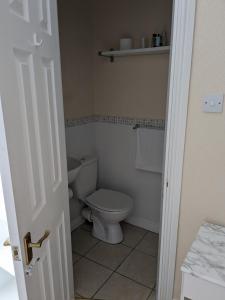 a bathroom with a toilet and a sink at The Carmen Guesthouse in Llandudno