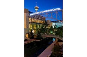 a view of the korea convention center at night at Charming Studio wDeck Garden in San Antonio