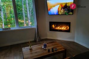 TV a/nebo společenská místnost v ubytování L'Arbre de la Montagne Orford - Ski Hiking Bicking Golf Beaches