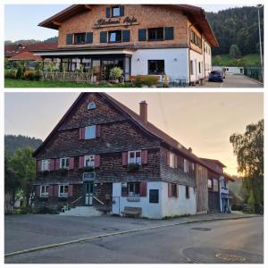 two pictures of a house and a building at Ferienwohnung deine Auszeit im Allgäu in Missen-Wilhams