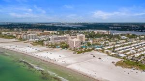 an aerial view of a beach and buildings at Beachside Vacation Rental Condo on Siesta Key with Pool Access in Siesta Key