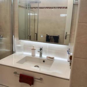 卡內的住宿－Appartement T3 centre de Canet Plage - 6SYRA10，浴室设有白色水槽和镜子