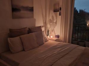 バンガロールにあるSerene Home Stayのベッドルーム1室(大型ベッド1台、窓付)