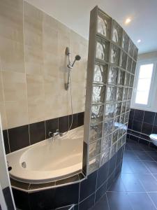 a bathroom with a tub and a shower at Bel appartement proche de Paris in Colombes