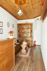 吉諾卡斯特的住宿－4 Rooms Gjirokastra，客厅设有木制天花板
