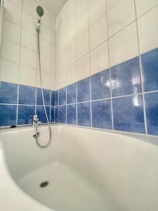 a bathroom with a bath tub with a shower at Quartier de l'Hôtel des Bains in Moirans