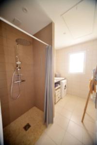 馬爾泰勒的住宿－Gîte D&D avec piscine privative，带淋浴和浴帘的浴室