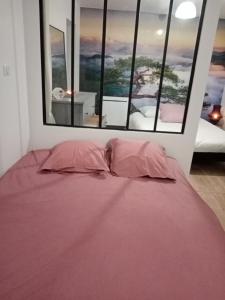 Ένα ή περισσότερα κρεβάτια σε δωμάτιο στο Maison de bourg dans un quartier médiéval, avec café et thé offert