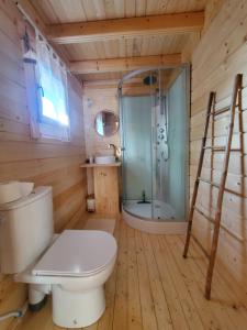 Salle de bains dans l'établissement Les Chalets de Parly