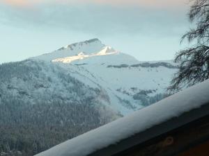 a snow covered mountain in the distance with a mountain at Moderne attraktive Dachwohnung für max. 6 Personen in ruhiger Umgebung in Flims