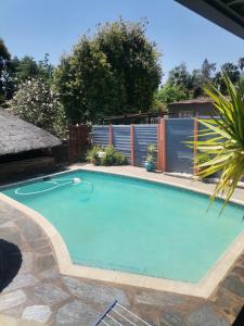 una gran piscina de agua azul en un patio en Delightful Home en Pretoria