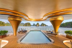 a swimming pool on the deck of a cruise ship at Sea Stars Cruise Ha Long Bay in Ha Long
