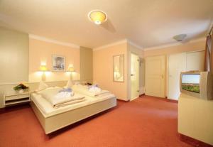 バート・ヴェーリスホーフェンにあるヴィタルホテル ソネックの広いベッドルーム(ベッド1台、テレビ付)