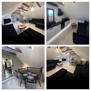 cztery różne widoki na salon i kuchnię w obiekcie APARTAMENT PIEKOSZOWSKA Targi Domek Parking w Kielcach +4 zdjęcia