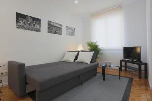 マドリードにあるSol Apartment Deluxe-Nuñ-Arceのリビングルーム(ソファ、テレビ付)