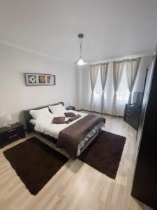 une chambre avec un grand lit et un dans l'établissement Enjoy Apartments - Central Villa Retreat, à Cluj-Napoca