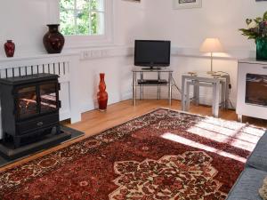 a living room with a fireplace and a tv at The Old Rectory Lodge in Yaxham