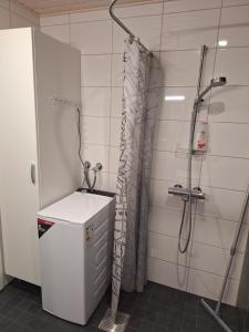 a bathroom with a shower and a sink at Apartment Songhill in Kuopio +22 photos