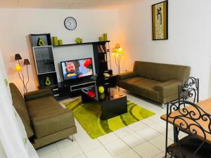 雅溫德的住宿－CASA BLANCA APPART，带沙发和电视的客厅