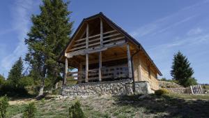 a wooden cabin on top of a hill at Brvnara “Vidik Breg” in Bajina Bašta