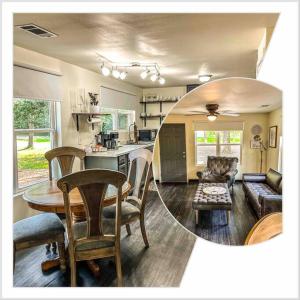 kuchnia i salon ze stołem i krzesłami w obiekcie The Good Neighbors Home w mieście Conway