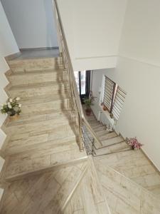 カリマネシュティにあるCASA ERkの木製の床の家の階段