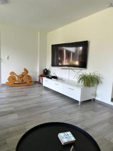 TV a/nebo společenská místnost v ubytování Ferienhaus KÜSTENKIND