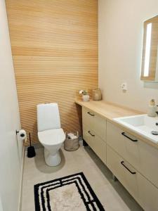 uma casa de banho com um WC e um lavatório em Private Villa, 127m2, 3 br, sauna, fast wifi em Rovaniemi