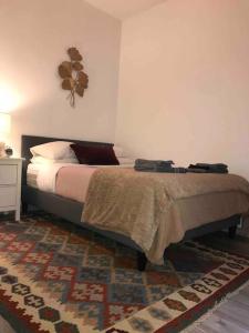 una camera da letto con un letto e un tappeto sul pavimento di Saint Mandé Paris a Saint-Mandé