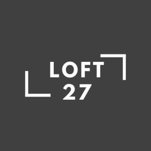 a sign with the words lut twenty seven at Loft 27 in Kaunas