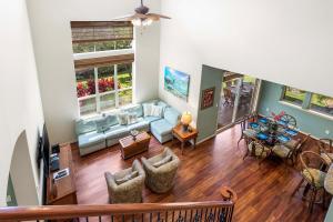 an overhead view of a living room with a couch at Mauna Lani Fairways 1101 in Waikoloa