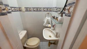 een kleine badkamer met toilet en wastafel bij Praia de Ipanema in Rio de Janeiro