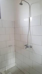 een douche met een douchekop in de badkamer bij Swahili House & Art in Arusha