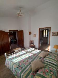 MontelateroneにあるRanch la Valle arcidossoのベッドルーム1室(大型ベッド1台、カラフルな毛布付)