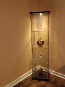 een glazen vitrine met een slang erin bij Country Cottage in Kathleen