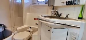 a bathroom with a sink and a toilet at GYPSIES DRIFTER in Vancouver