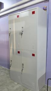 a pair of white lockers in a room at 107 Hostel (One-O-Seven Hostel) in Kanchanaburi