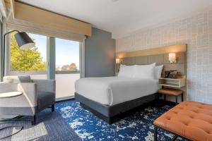 um quarto de hotel com uma cama e uma cadeira em Aiden by Best Western Berkeley em Berkeley
