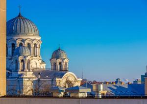 a large building with domes on top of it at Radisson Hotel Kaunas in Kaunas
