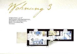 ein Bild eines Grundrisses eines Hauses in der Unterkunft Villa Fortuna mit Meerblick in Bansin in Bansin